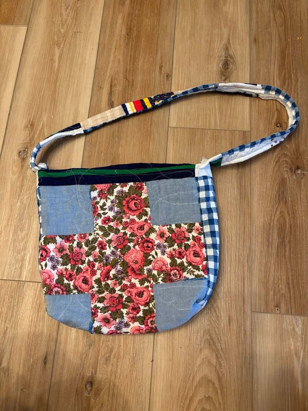 Handmade Quilted Patchwork Necessities Messenger Bag Floral Cottagecore Boho